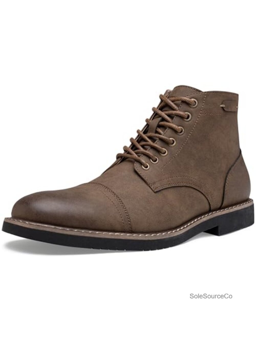 Mens Dress Boots Cap Toe Chukka Boots Faux Leather Lace Up Ankle Boots